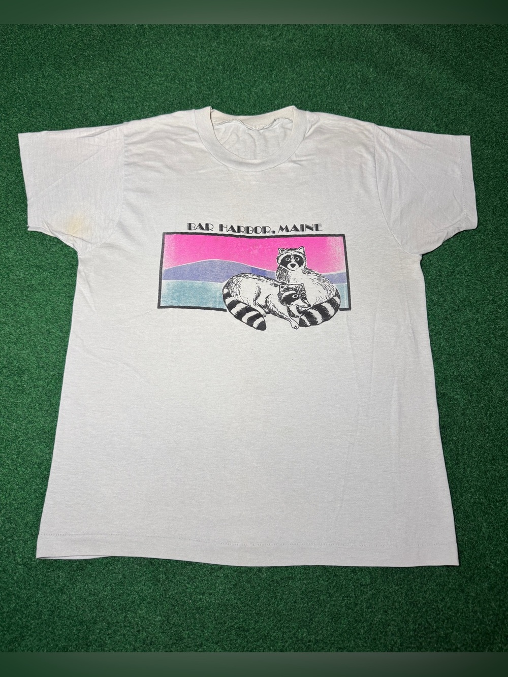 Bar Harbor Vintage T Shirt Maine 80s 90s Raccoon Trash Panda Animal Tee M/L